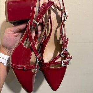 Red Patent Leather Strappy Heels